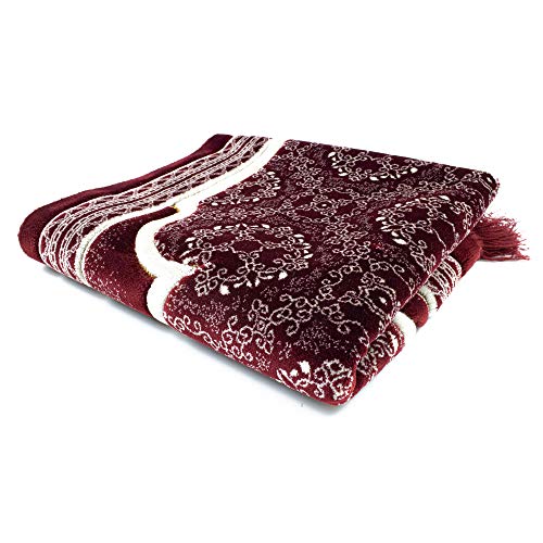 Modefa Turkish Islamic Prayer Rug - Soft Velvet Janamaz Praying Carpet - Comfortable Muslim Praying Mat for Men & Women - Ramadan or Eid Gift - with Kufi Prayer Cap - Elegant Swirl (Red) - color: Red