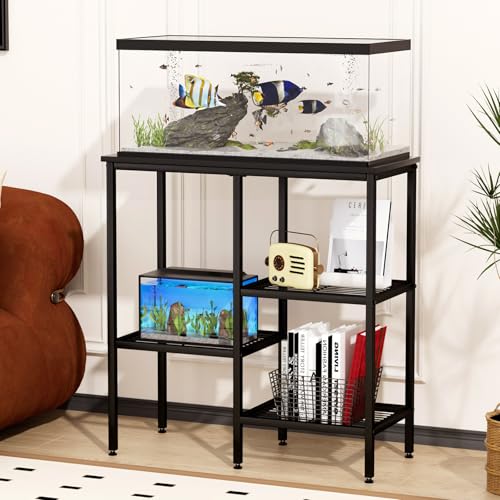 20 Gallon Fish Tank Stand Aquarium Fish Tank Stand, 3 Tier Metal Rack for Living Room/Office/Aquarium 29.1 x 12.3 x 30.1 Inches 330 LBS (Black)