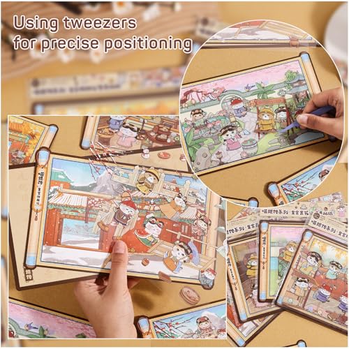 Girls 3D Miniature Scene Stickers,4 Sets Cat's Legend of Zhen Huan DIY House Stickers for A Visit to the Royal Palace,3D Sticker Scenes for Adult Kids Relief Stress Pass The Time - style: The Legend of Miao Huan