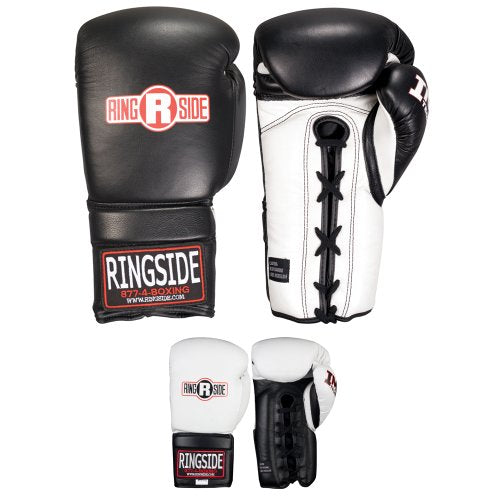 Ringside IMF Tech Lace-Up Sparring Boxing Gloves - color: Black, size: 14-Ounce