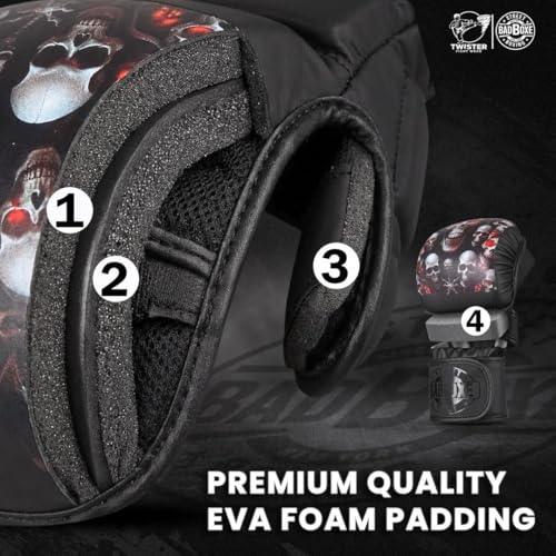 MMA Fighter Grappling Gloves Sparring Gloves Training Gloves - color: Red/Skull, size: Small-Medium