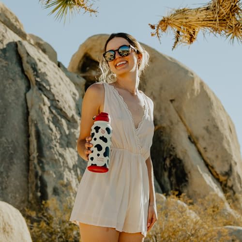 BOTTLE BOTTLE 32oz Insulated Water Bottle with Pill Box | Stainless Steel,Sport Water Bottle, with Straw Dual-use Lid and Pill Box, Design for Gym - color: cow