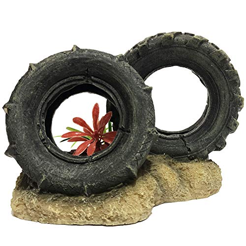 SLOCME Resin Aquarium Tyre Decorations - Fish Tank Tyre Ornament Aquarium Environment Friendly Decorations