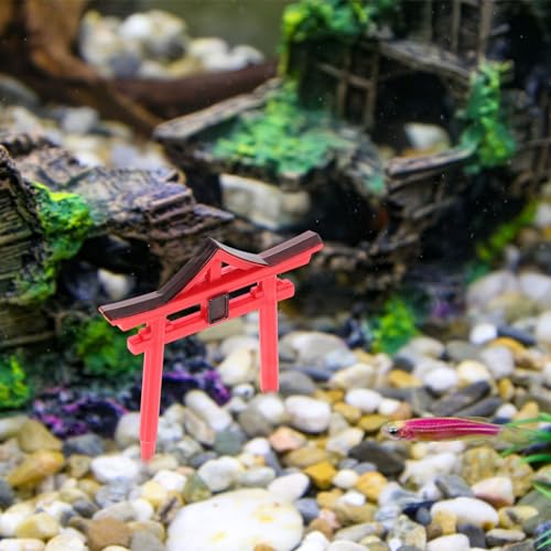 Yardwe Aquarium Torii Gate Ornament 3-Pack Japanese Shinto Temple Miniature Fish Tank Decoration Weatherproof Resin Micro Garden Accessory