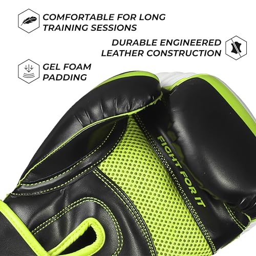 Sanabul Essential Gel Boxing Gloves for Men & Women, Kickboxing MMA, Muay Thai Gloves and Heavy Bag Training Punching & Sparring - color: Black/Green, size: 8 oz