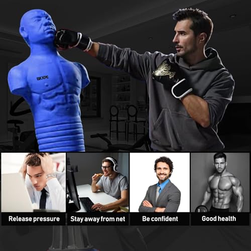 Adjustable Punching Dummy β Freestanding Silicone Punching Bag with Telescopic Height, Stable Large Base for Adults, Boxing, Kickboxing, MMA & Home Gym Training - color: Blue