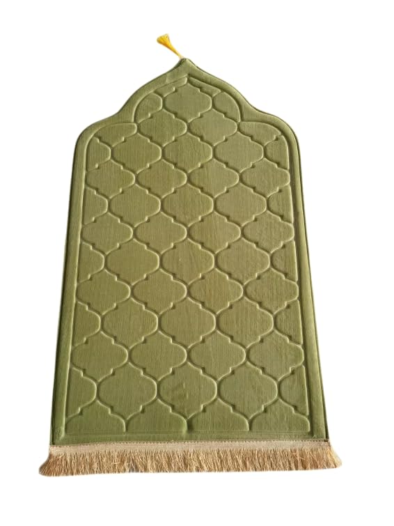 Muslim Prayer Mat, Mussallah, Zaawiya, Prayer Room, Janamaz Sajada, Carpet for Men and Women, Ramadan Gift, Eid Gift. 65x110cm (Green) - color: Green