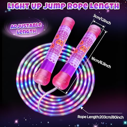Led Jump Rope for Girls Kids -Glowing Jump Ropes Flashing Colorful Exercise Skipping rope Light Up Luminous Adjustable Skipping Ropes for Girls Boys Women Fitness Weight Loss - style: Pink