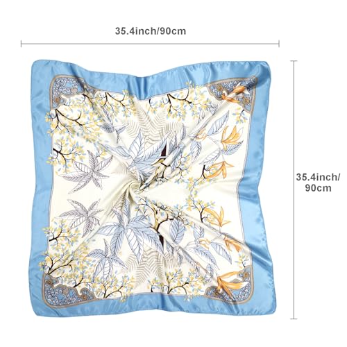 vimate 35" Square Silk Like Head Scarf - Women's Fashion Satin Scarf Bandana for Hair Wrapping at Night. - color: H4#. Style--139-2 Pack