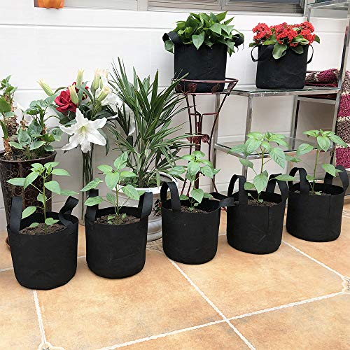 JERIA 12-Pack 15 Gallon Grow Bags, 300G Thickened Nonwoven Garden Pots,Heavy Duty Fabric Pots with Reinforced Handles - size: 15 Gallons