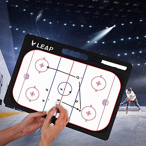 LEAP Coach Board Premium Tactical Clipboard Two Sides with Full & Half Court Dry Erase Marker Board for Basketball, Baseball, Soccer, Football, Hockey - color: Ice Hockey