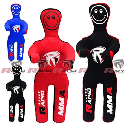 Kids Grappling Dummy for Self Defence Training BBJ Wrestling Kick Boxing Practice Dummies (4 FT 48 in) UNFILLED, None, Black and Red