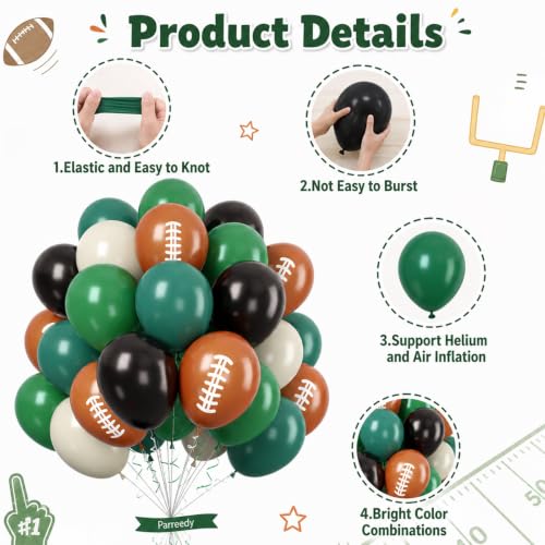 Football Balloons, Green Black Football Printed for Boys Sports Birthday - color: Green Football