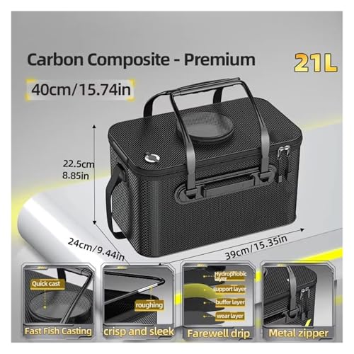 Large Capacity Fishing Container Portable Foldable Live Fish Bucket Thickened for Angling - color: 21L