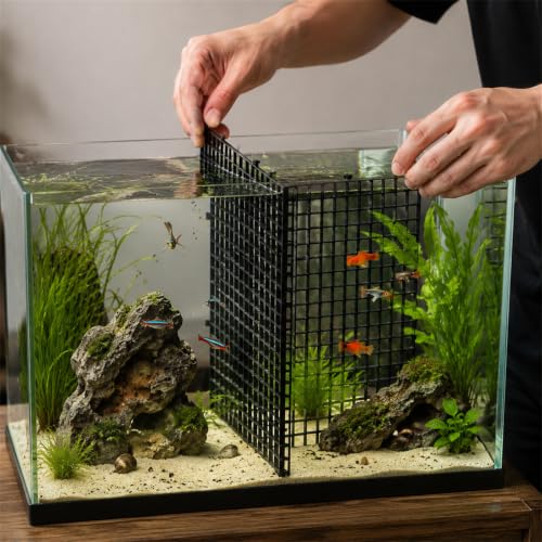 Okllen 12 Pack Aquarium Fish Tank Divider Plastic Egg Crate, Bottom Tray Grid Isolation, Plastic Egg Crate Grid Divider Tray for Mixed Breeding Light Diffuser