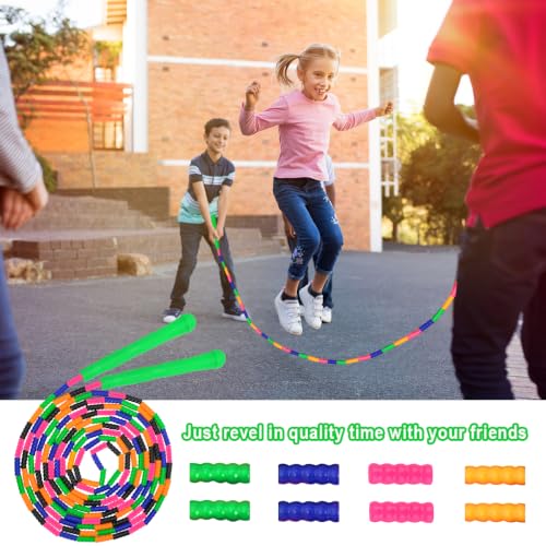 Coolrunner 16 FT Long Jump Rope(1 PACK), Double Dutch Jump Ropes, Soft Beaded Skipping for Kids Adults, Plastic Segmented Long Enough for 4-5 Jumpers - color: Green