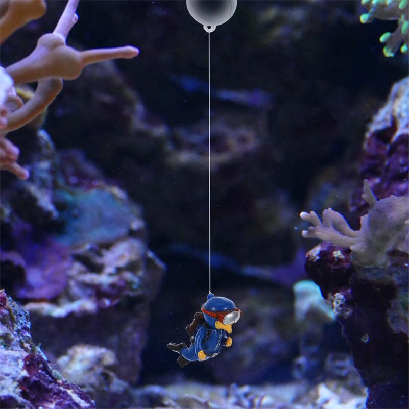 Happyyami Floating Diver Figurines for Aquarium Decor with Movable Joints Stable Buoyancy Mini Scuba Diver Toy Fish Tank Accessories for Home Aquarium