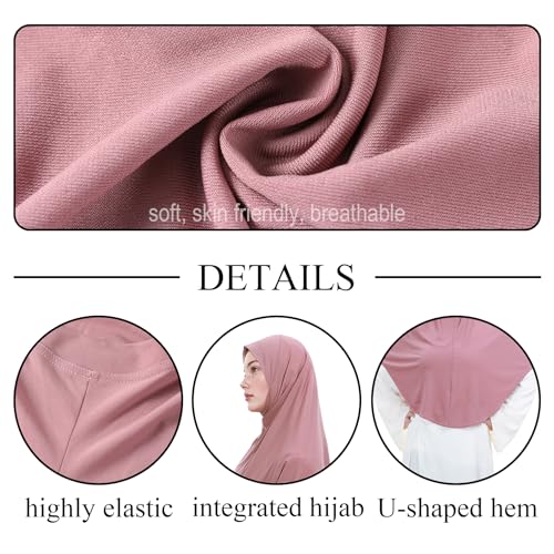 Instant Hijab for Women Muslim Stretchy Prayer Hijab Islamic Headscarf - color: Dark Purple