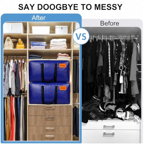 Krysty 8-pack Moving Bags and Large Storage Bags with Strong Handles,Durable Zippers,Heavy Duty Moving Bags for Space Saving and Moving Supplies