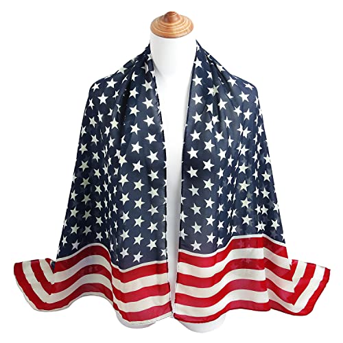 E-Clover Women Soft Floral Print Shawl Chiffon Sheer Scarf - color: 02-flag