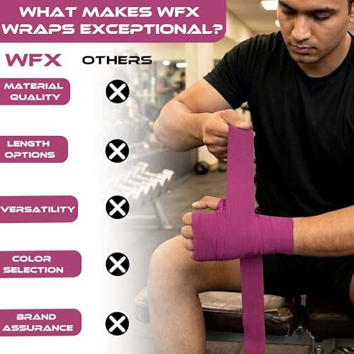 WFX Boxing Hand Wraps 3.5 4.5 Meter Martial Arts Bandages Inner Gloves Wrist Support Straps Punching Under Hand Knuckles Heavy Elasticated Training Bag Mitts Muay Thai - color: Pink, size: 4.5 M
