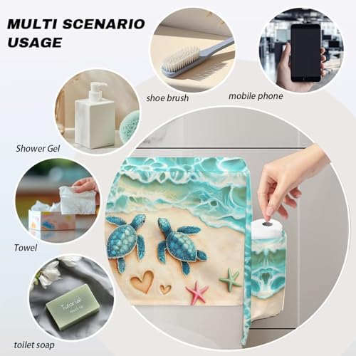 Seaside Toilet Tank Storage Cover with Storage Bag 1 Paack, Functionality All-in-One Toilet Tank Cover for Holds Toiletrie Books Mobile Phone - color: Seaside Turtle