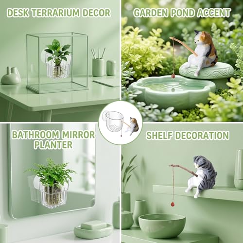 6-Piece Plant Holder for Fish Tank, Fish Tank Plant Holder, Cat Aquarium Decor Set, Cat Fish Tank Accessories, Aquarium Plant Holder Set, Multi-Design Fish Tank Plant Holders for Aquatic Environments