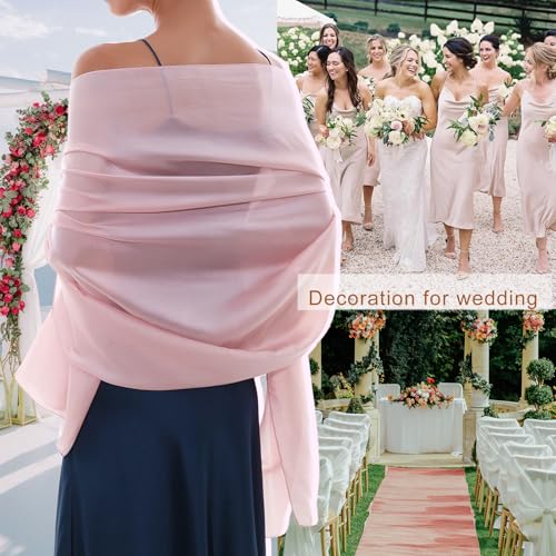 RIIQIICHY Women Shawls and Wraps for Evening Dresses Like Chiffon Silk Scarf Formal Silky Pashmina Shawls for Weddings - color: Pink-1