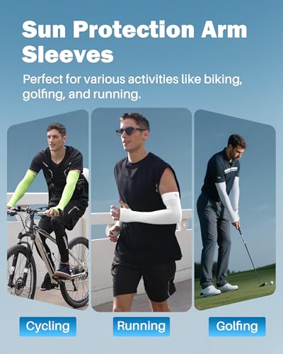 Arm Sleeves for Men Women UV Sun Protection Compression Arm Warmer Tattoo Cover Up, Sports Golf Cooling Sleeves - color: 3 Pairs_black*1+white*1+grey*1