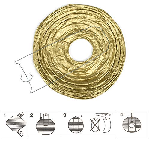 LIHAO 10PCS Mixed Size Gold Paper Lanterns for Weddings, Birthdays, Parties and Events (6"/ 8"/ 10" /12") - color: Gold