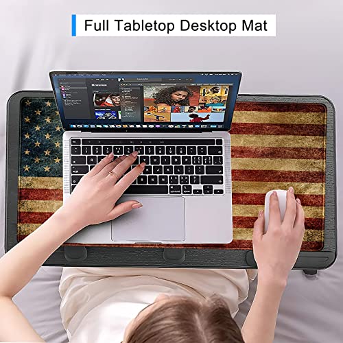 Desk Mat, Extended Gaming Mouse Pad, Large Keyboard Mouse Mat XXL, American Flag Full Desktop Mousepad with Stitched Edges & Non Slip Rubber Base Mice Pad for Office and Home 31.5"x15.75" - color: B-dark Red Flag