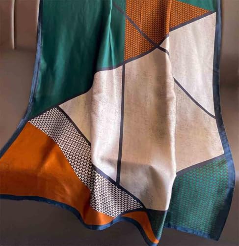 Xyueanlo Scarfs for Women Lightweight Scarves Fashion Print Floral Pattern Head Scarf Wraps Shawls - color: Orange Green