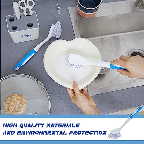 Hsei 20 Pcs Blue Kitchen Scrub Dish Brush Bulk with 11 Inch Anti Slip Handle Cleaning Dish Scrubber with Stiff Bristles Washing Scrub Brushes for Housekeeping for Pots and Pans, Kitchen Sink - color: Blue