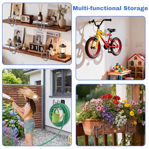 2pcs Garden Hose Holder with Tool Hook - Heavy Duty Water Hose Reel with Nozzle Storage Design, Wall Mount Hose Hanger Water Hose Holders for Outside Yard Storage - color: 2pc Gray