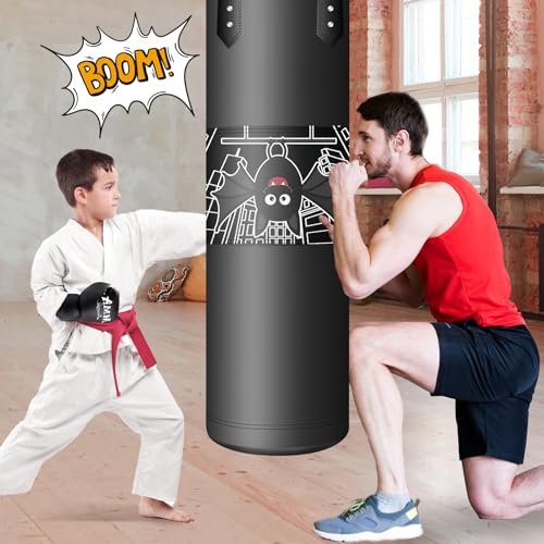 YORWHIN Punching Bag for Kids, 2.7FT Hanging Boxing Bag with Boxing Gloves, Kids Boxing Set Kickboxing Bag for Youth Boxing Karate Muay Thai Kick Taekwondo Training - style: Bats
