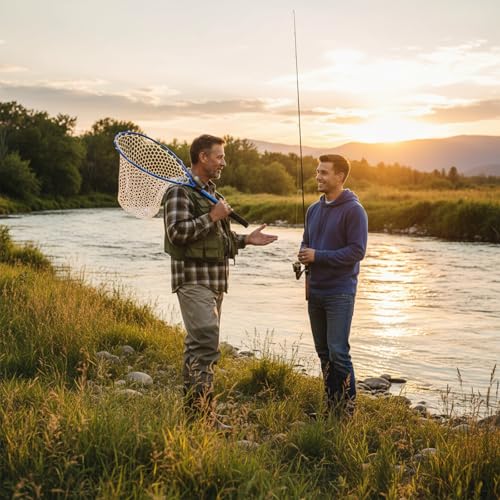 2Pcs Rubber Fishing Net Replacement Netting Without Handle Fly Fish Landing Nets Bag Foldable Trout Net Rubber Mesh for Freshwater Saltwater - color: White