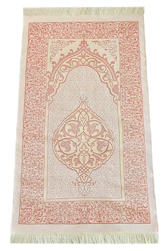 ihvan online Muslim Prayer Rug with 99 Beads Tasbih & Travel Bag, Soft Taffeta Sajadah, Lightweight & Foldable Janamaz, Portable Prayer Mat, Islamic Gift for Eid, Ramadan, Hajj & Umrah, Burgundy - color: Burgundy