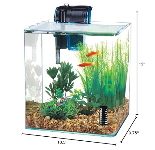 Penn-Plax Water-World Vertex Desktop Aquarium Kit - Perfect for Shrimp & Small Fish - 5 Gallon Tank - size: 5 Gallon