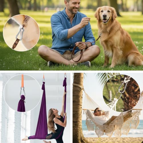 Stainless Steel Spring Snap Hook Carabiner - 304 Stainless Steel Caribeener Clips, Set of 6 - color: Silver, size: 2.25 Inch