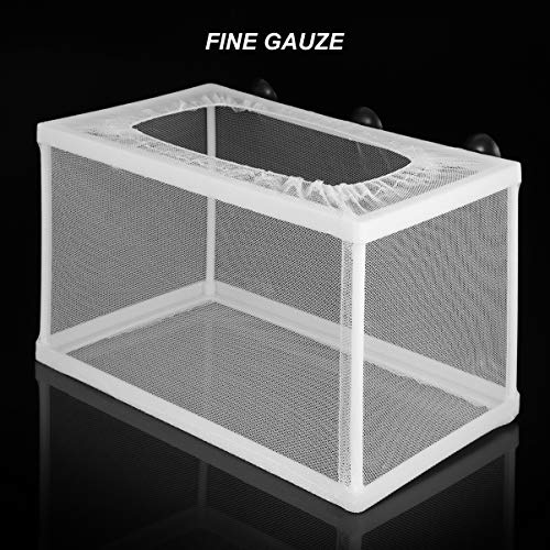 POPETPOP Fish Breeder Net - Fish Nursery for Aquarium-Fish Breeding Net - Hang on Breeder Box,Fish Breeder Box for Hatchery(L | Polyester mesh, Newborn fry and separated fish, Soft-touch design