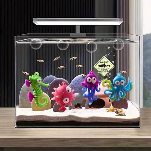 4pcs Ocean Life Resin Aquarium Decorations - Floating Fish Tank Ornaments, Water Garden Scenery,Home Aquarium Decor Theme Characters