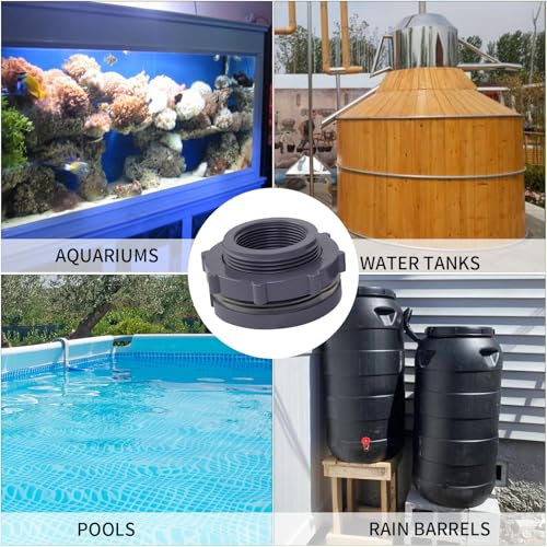 ChillWaves PVC Bulkhead Fitting 1-1/2" Double Thread Connector Adapter for Water Tank, Aquariums, Rain barrels(4-PACK) - size: 1-1/2 INCH, style: Bulkhead Fitting