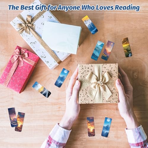 96 Pieces Magnetic Bookmarks Magnet Page Markers - Book Marks for Reading Women & Men with Storage Boxes - Cute Magnet Bookmark Clips for Reading Pleasure(Scenery) - size: 96, style: Scenery Style