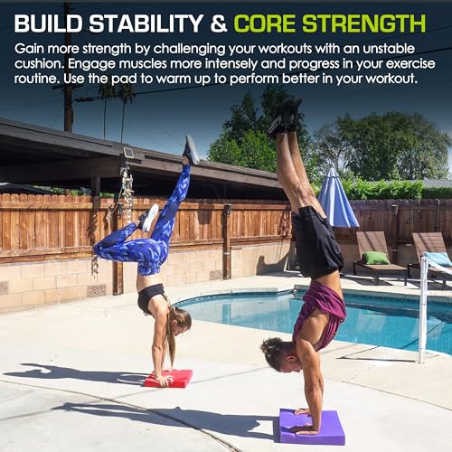 ProsourceFit Exercise Balance Pad, Non-Slip Cushioned Foam Mat & Knee Pad for Fitness and Stability Training, Yoga, Physical Therapy - color: Red, size: XL - (18.75" x 15")