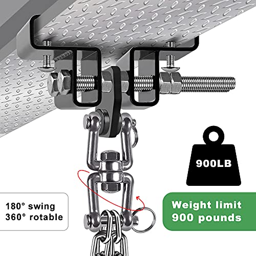 Dolibest Heavy Bag Mount, Punching Bag Hanger, I Beam Hanger, Heavy Bag Hanger for Punching Bag Accessories, Punching Bag Bracket, Beam Hanger with Swivel Hook, Ceiling Mount for Boxing Bag (2 Pack) - color: I-beam hanger-360°+ 180° rotation-2Pack
