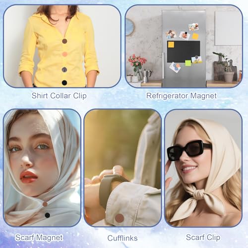 12pcs Strong Hijab Magnets, 0.54x0.26in Multi-Functional No-Snag Matte Round Pinless Hijab Magnets Clips for Women Scarf Shirt Veil Dress Clothes(12 Colors) - color: 12 Colors