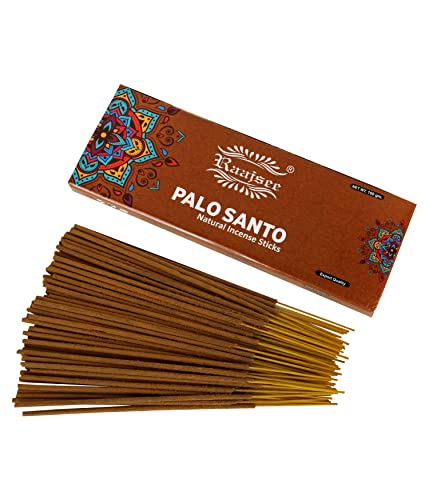 Raajsee Palo Santo Incense Sticks, Holy Wood Aroma for Energy Cleansing & Meditation Organic Non Toxic Clean Burning - Natural, Long-Lasting Incense – 100 gm Pack - color: Palo Santo