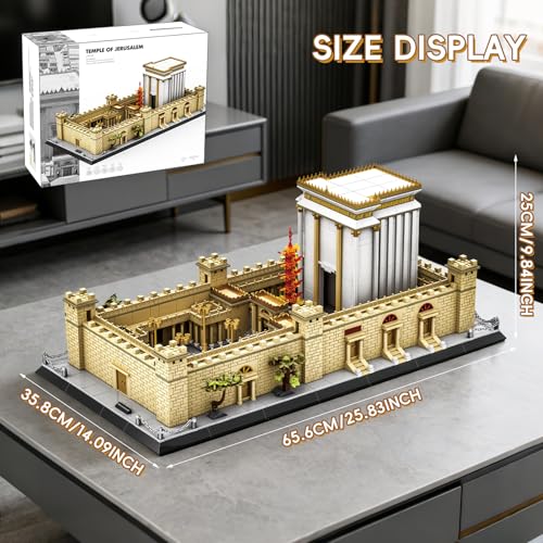 Jerusalem Temple Building Blocks Sets Judaism Architecture Building Toys Solomon’s Holy Temple Model Toys Judaica & Christian Bible Gift for Adults Teens 3233 PCS - color: Gold