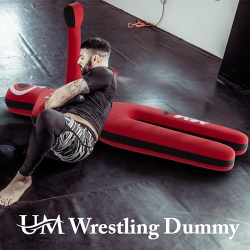 UM Supplies Premium Grappling Wrestling Multipurpose Dummy for MMA, BJJ, Judo, Karate, Jiu Jitsu | Unmatched Quality PC Fabric - (Unfilled) (Red, 5FT)
