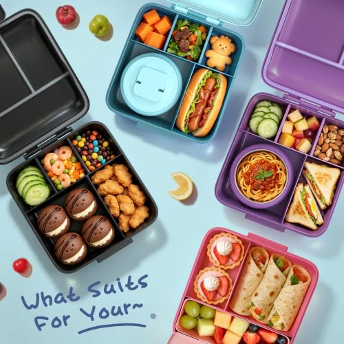 JXXM Bento Lunch Box for Kids with 8oz Soup Thermo,Leak-Proof Lunch Containers with 5 Compartment,Thermo Food Jar Food Containers for School (Blue-Octopus) - color: Blue-Octopus
